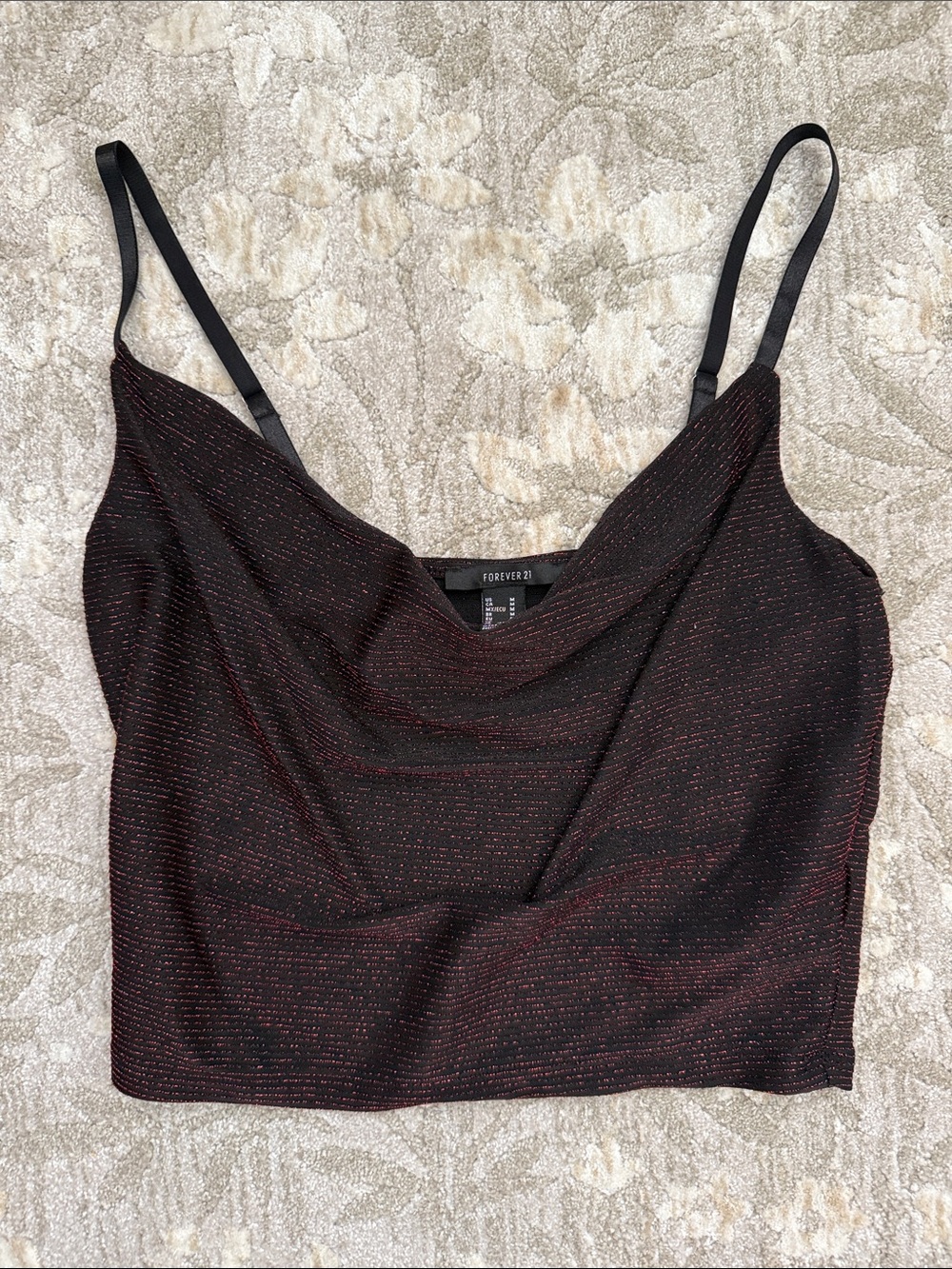 Forever 21 Black Camisole with Red Metallic Thread